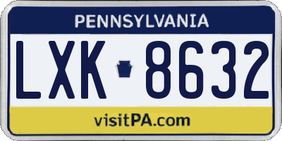 PA license plate LXK8632