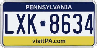 PA license plate LXK8634