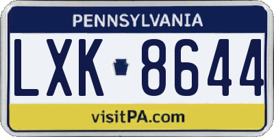 PA license plate LXK8644