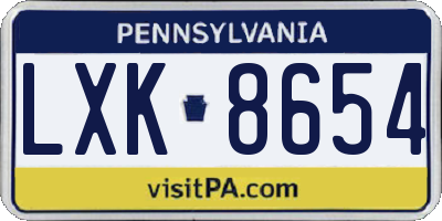 PA license plate LXK8654