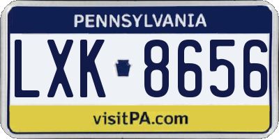 PA license plate LXK8656