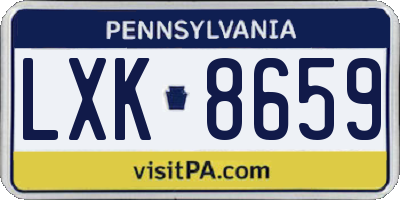 PA license plate LXK8659