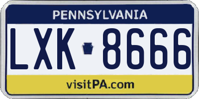 PA license plate LXK8666