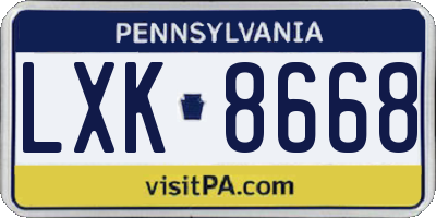 PA license plate LXK8668