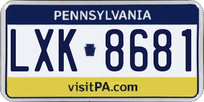 PA license plate LXK8681