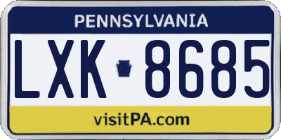 PA license plate LXK8685