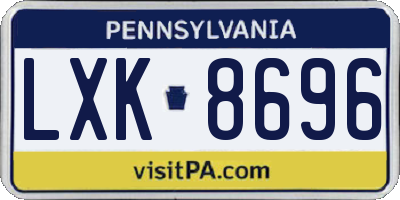 PA license plate LXK8696