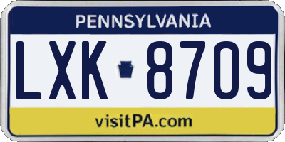 PA license plate LXK8709