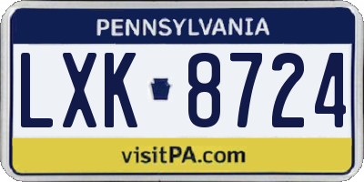 PA license plate LXK8724