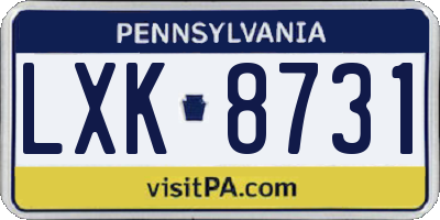 PA license plate LXK8731