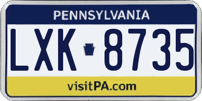 PA license plate LXK8735