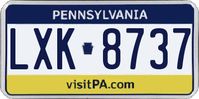 PA license plate LXK8737
