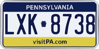 PA license plate LXK8738