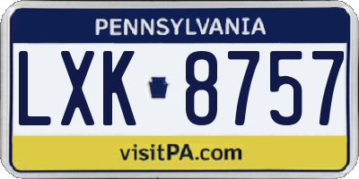 PA license plate LXK8757