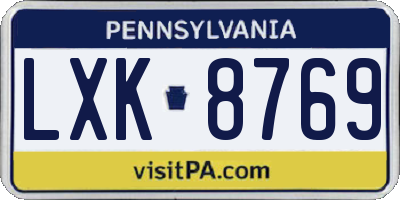 PA license plate LXK8769