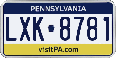 PA license plate LXK8781