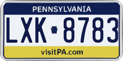 PA license plate LXK8783