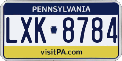 PA license plate LXK8784
