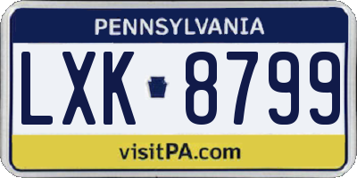 PA license plate LXK8799