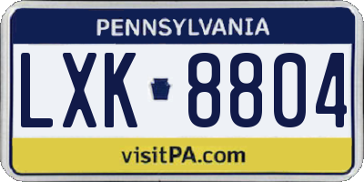 PA license plate LXK8804