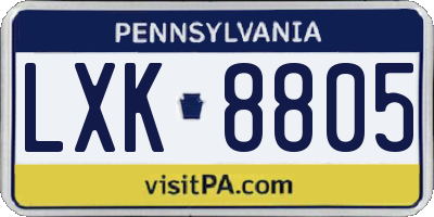 PA license plate LXK8805