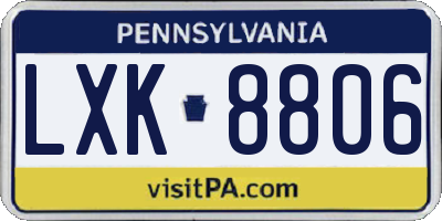 PA license plate LXK8806