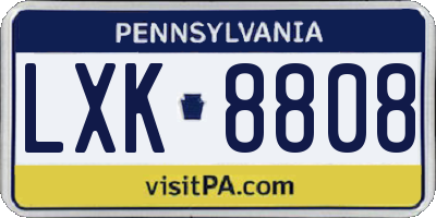 PA license plate LXK8808