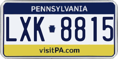 PA license plate LXK8815