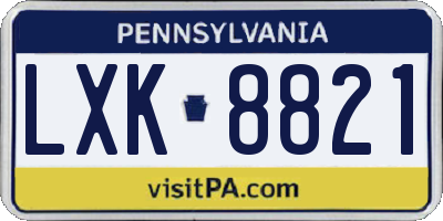 PA license plate LXK8821