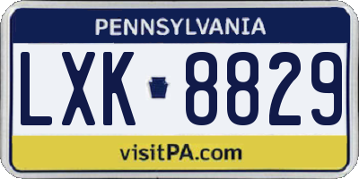 PA license plate LXK8829