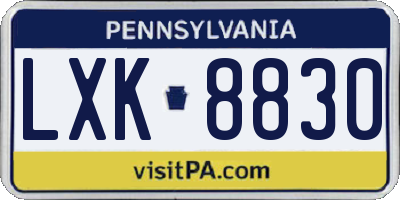 PA license plate LXK8830