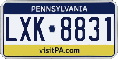 PA license plate LXK8831