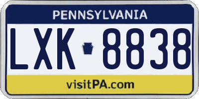 PA license plate LXK8838