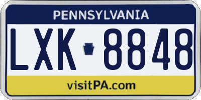 PA license plate LXK8848