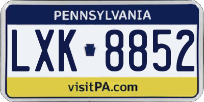 PA license plate LXK8852