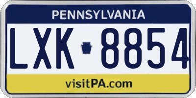 PA license plate LXK8854