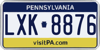 PA license plate LXK8876