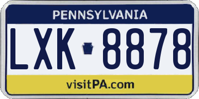 PA license plate LXK8878