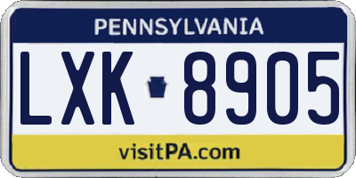 PA license plate LXK8905