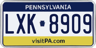 PA license plate LXK8909