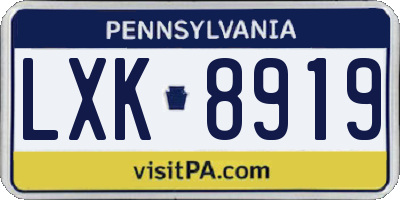 PA license plate LXK8919