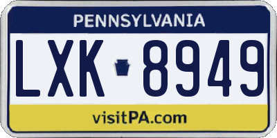 PA license plate LXK8949