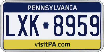 PA license plate LXK8959