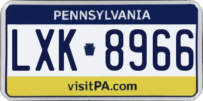 PA license plate LXK8966
