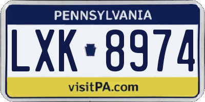 PA license plate LXK8974