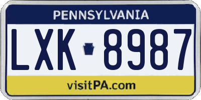 PA license plate LXK8987