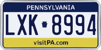 PA license plate LXK8994