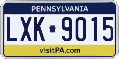 PA license plate LXK9015