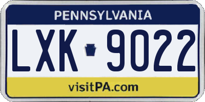 PA license plate LXK9022