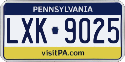 PA license plate LXK9025
